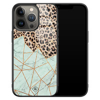 Casimoda iPhone 13 Pro glazen hardcase - Luipaard marmer mint