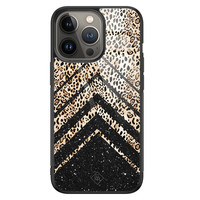 Casimoda iPhone 13 Pro glazen hardcase - Chevron luipaard