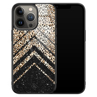 Casimoda iPhone 13 Pro glazen hardcase - Chevron luipaard