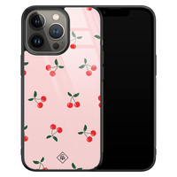 Casimoda iPhone 13 Pro glazen hardcase - Kersjes