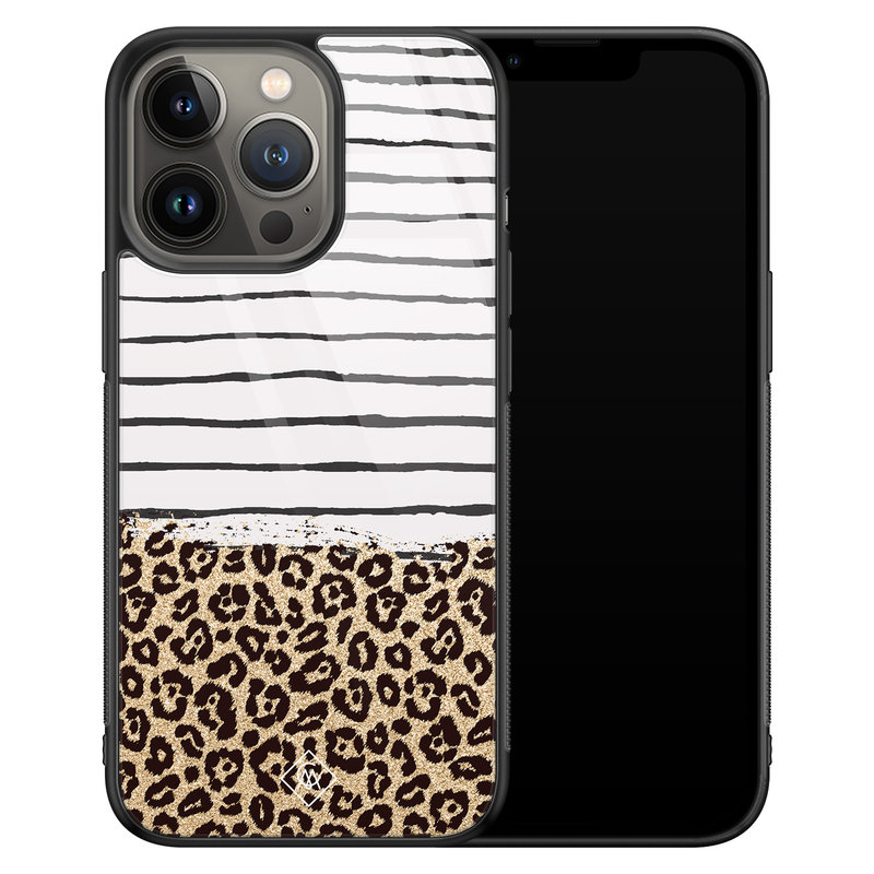 Casimoda iPhone 13 Pro glazen hardcase - Leopard lines