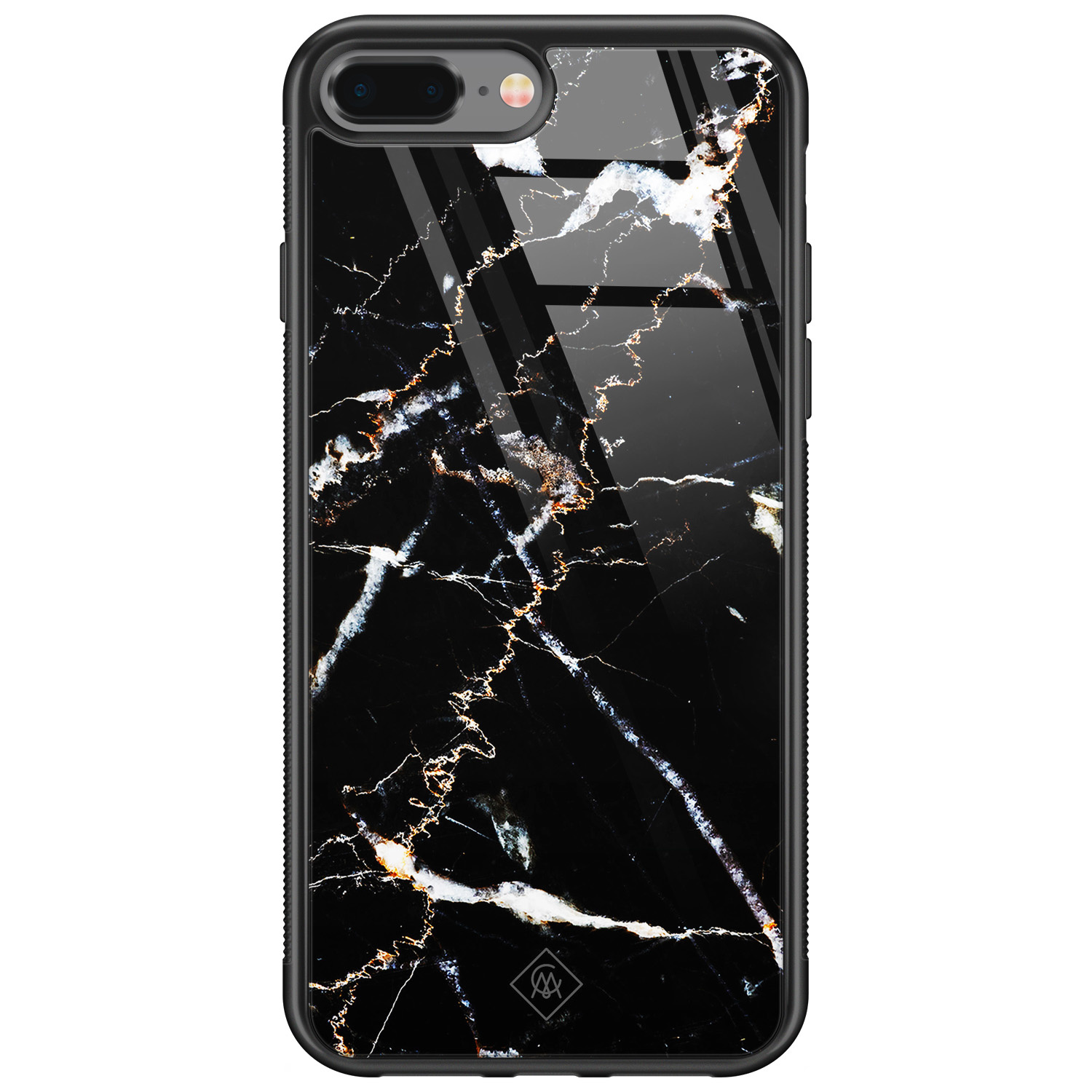 iPhone 8 Plus 7 Plus glazen hardcase Marmer zwart