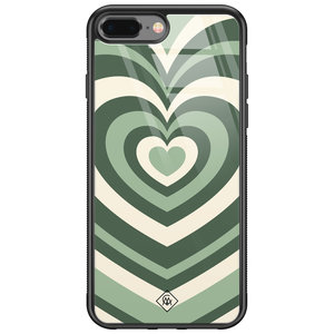 Casimoda iPhone 8 Plus/7 Plus glazen hardcase - Hart swirl groen