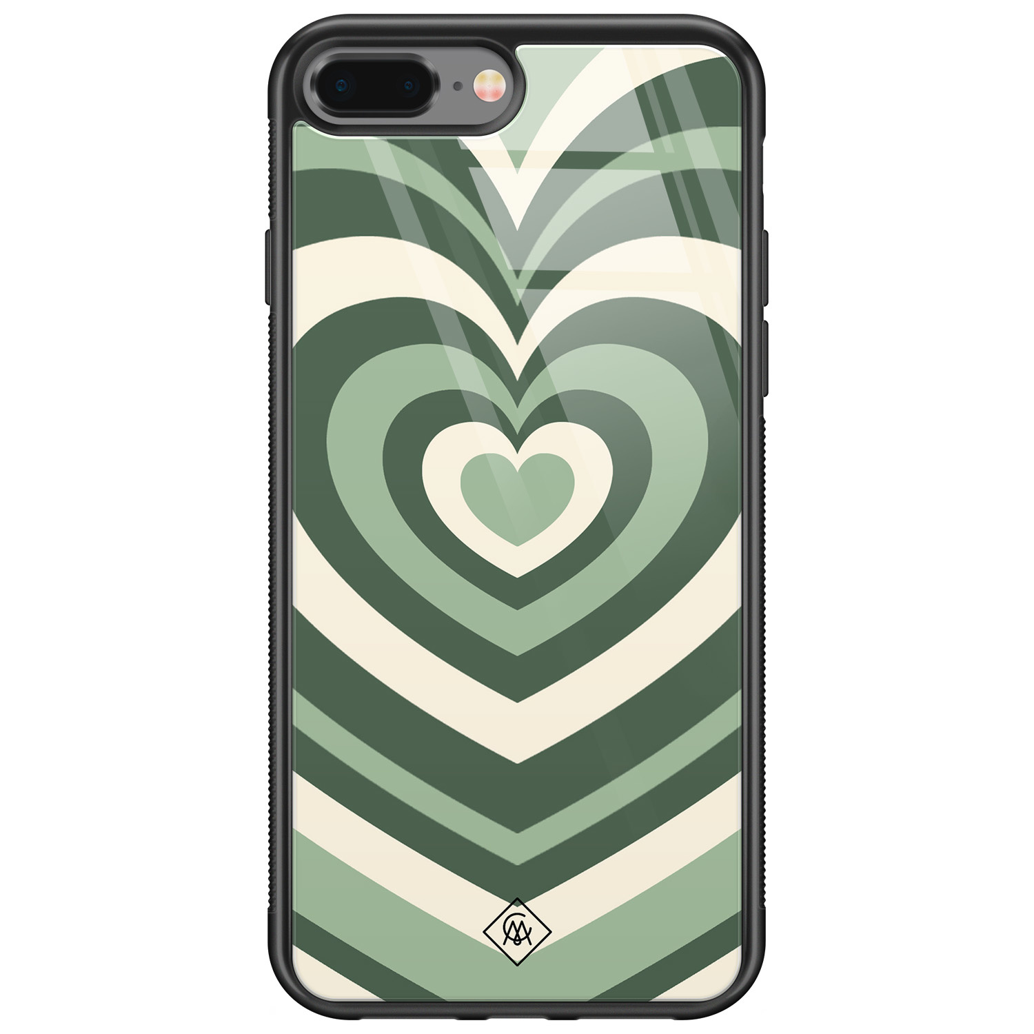 iPhone 8 Plus/7 Plus glazen hardcase - Hart swirl groen