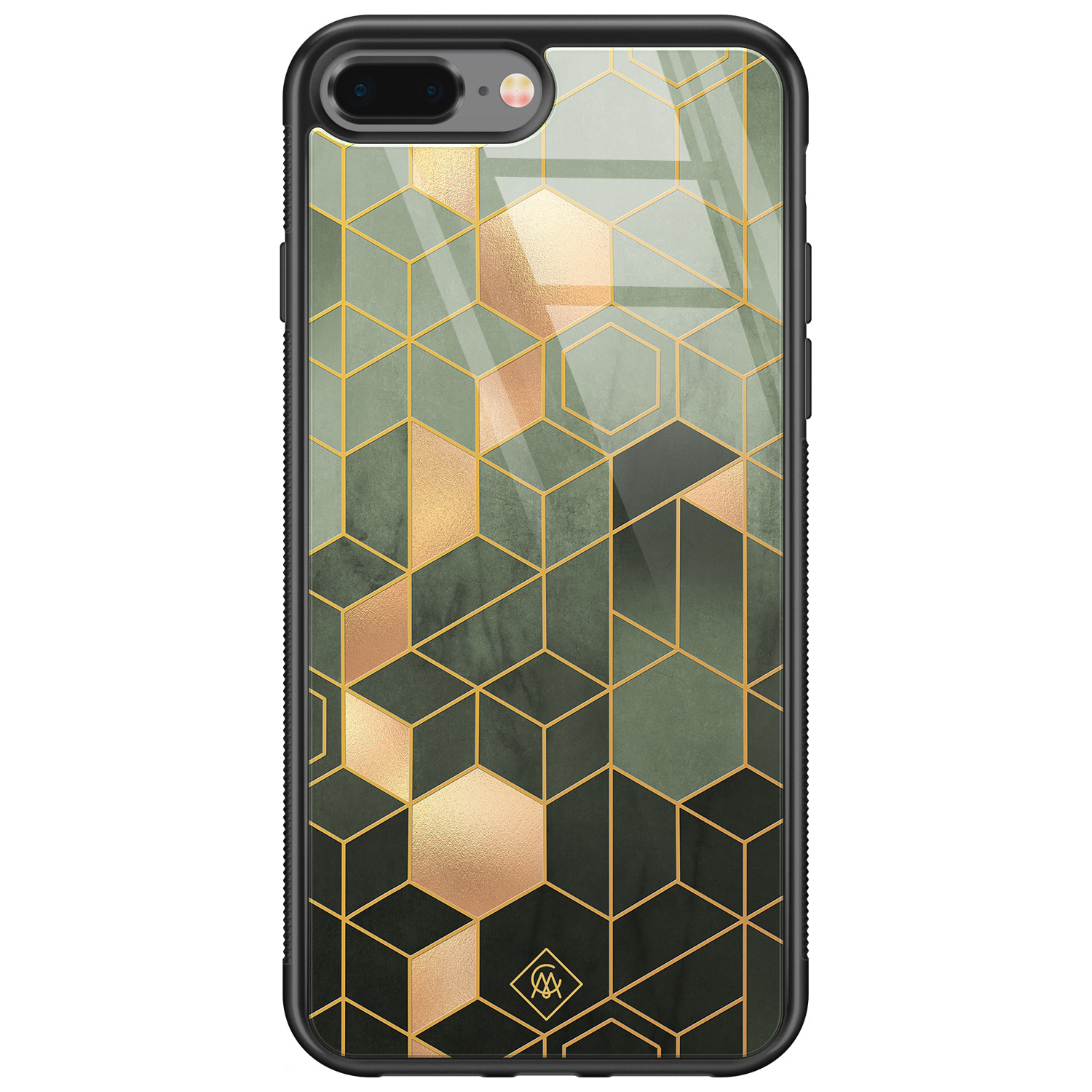 iPhone 8 Plus/7 Plus glazen hardcase - Kubus groen