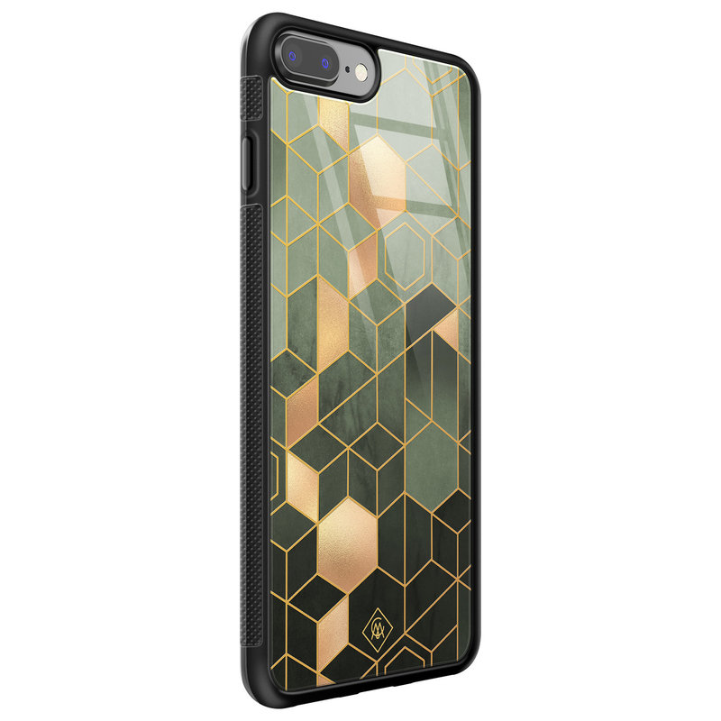 Casimoda iPhone 8 Plus/7 Plus glazen hardcase - Kubus groen
