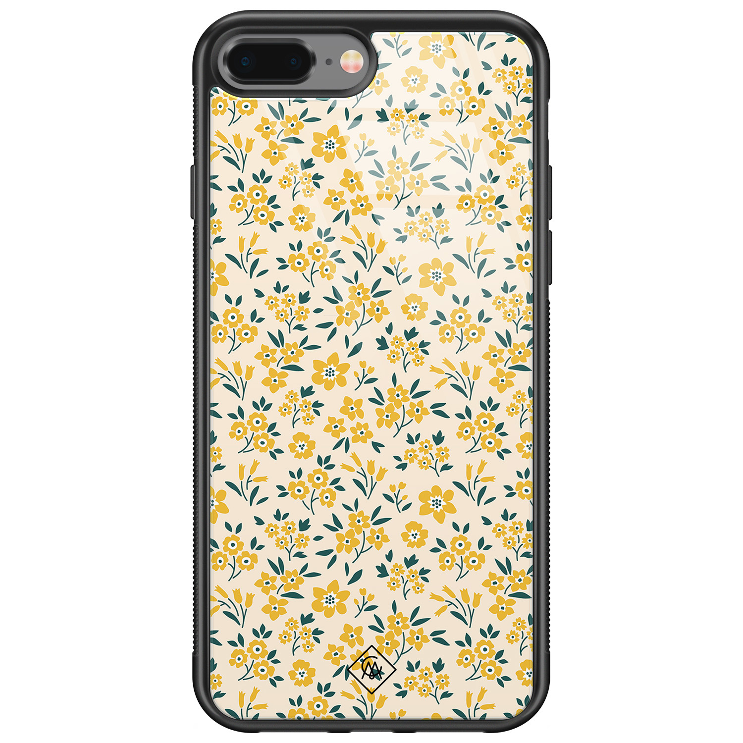 iPhone 8 Plus 7 Plus glazen hardcase Yellow garden