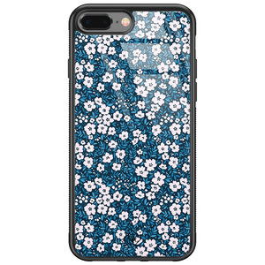 Casimoda iPhone 8 Plus/7 Plus glazen hardcase - Bloemen blauw