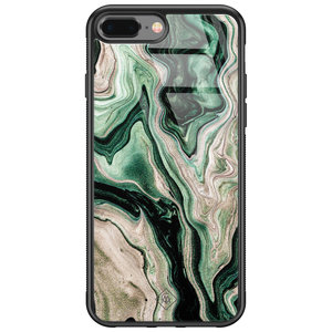 Casimoda iPhone 8 Plus/7 Plus glazen hardcase - Green waves