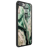Casimoda iPhone 8 Plus/7 Plus glazen hardcase - Green waves