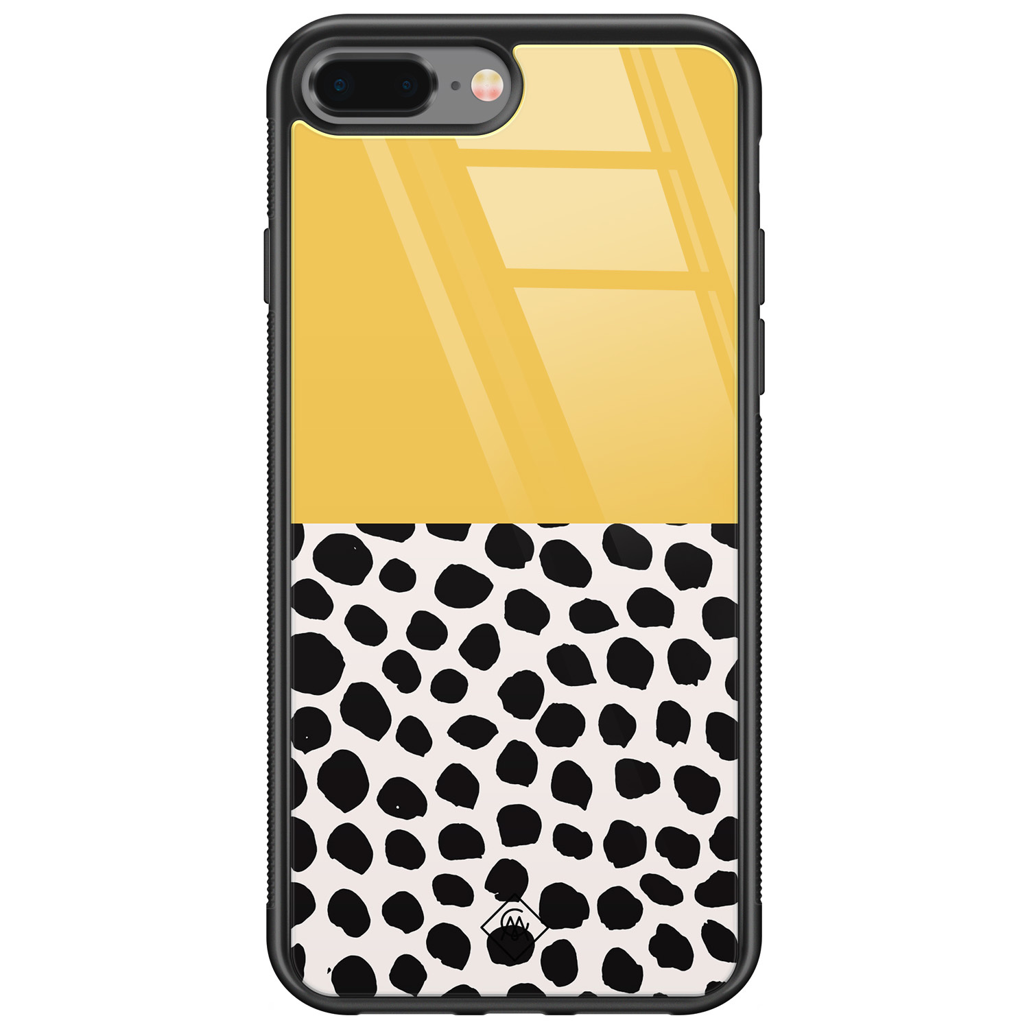 iPhone 8 Plus/7 Plus glazen hardcase - Abstract geel