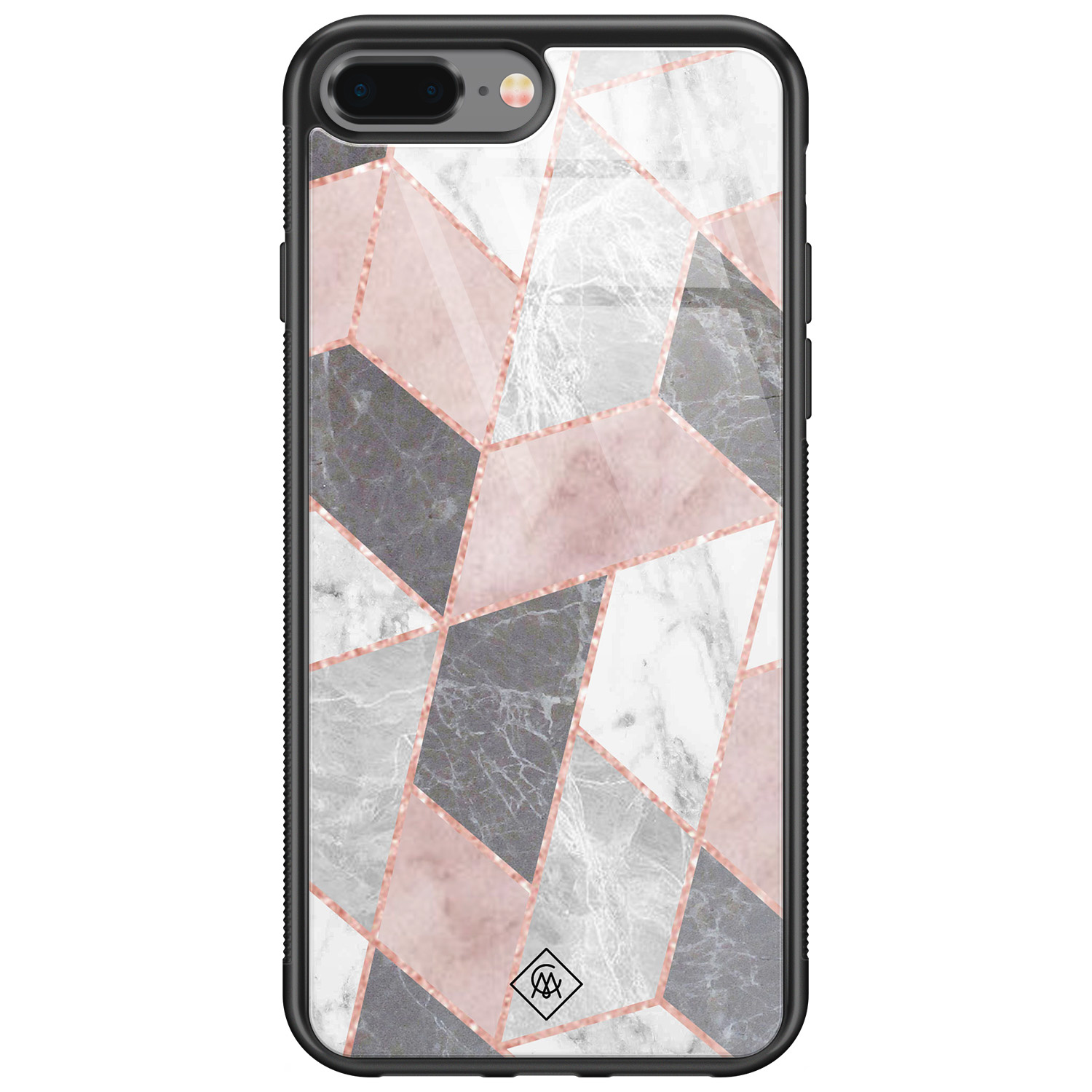 iPhone 8 Plus 7 Plus glazen hardcase Stone grid