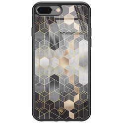 Casimoda iPhone 8 Plus/7 Plus glazen hardcase - Grey cubes