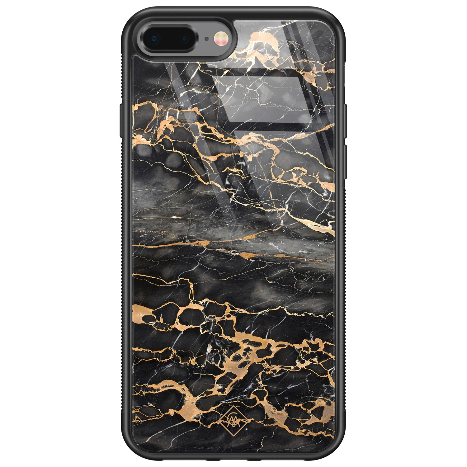 iPhone 8 Plus 7 Plus glazen hardcase Marmer grijs brons