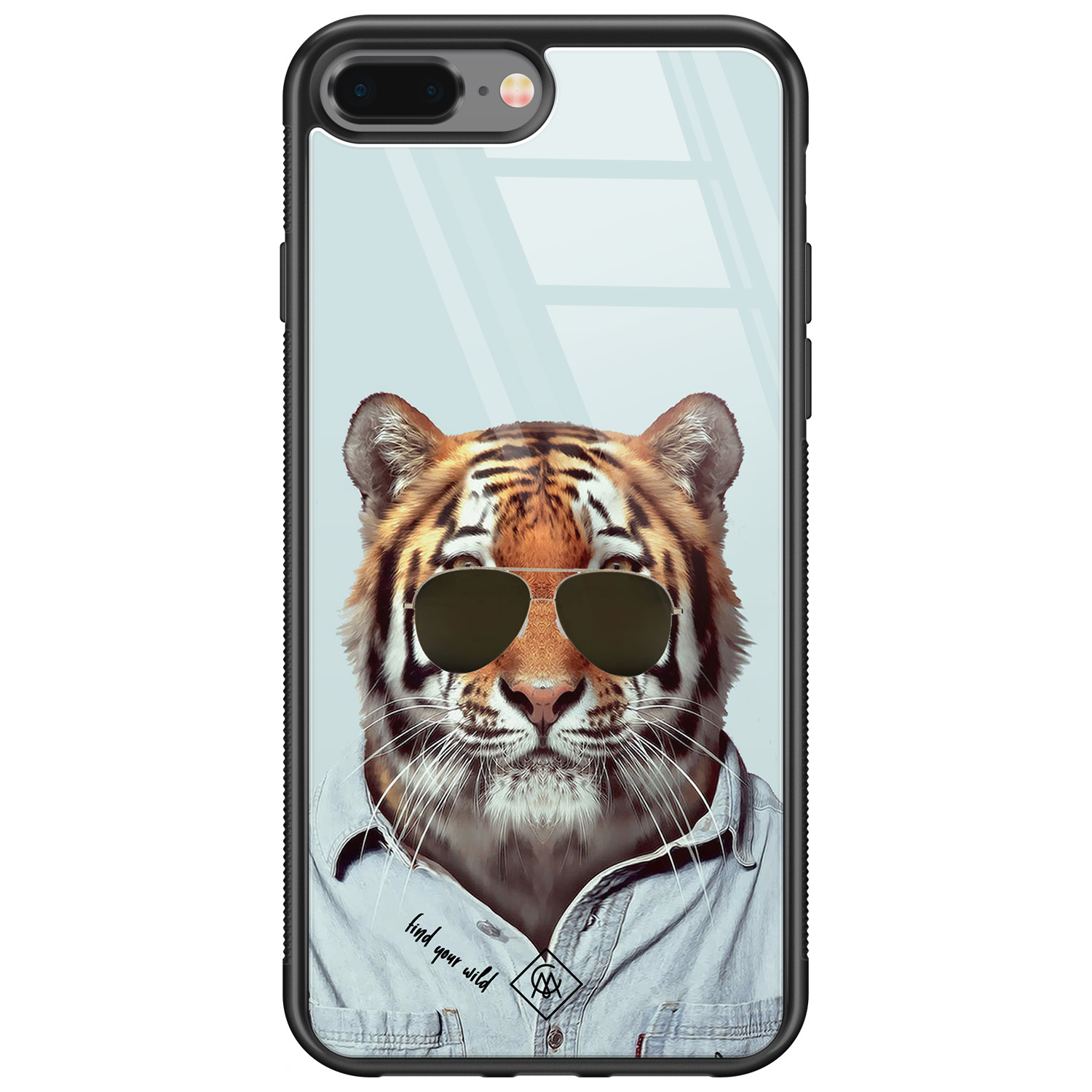 iPhone 8 Plus 7 Plus glazen hardcase Tijger wild