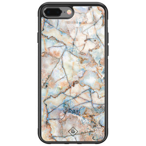 Casimoda iPhone 8 Plus/7 Plus glazen hardcase - Marmer bruin blauw