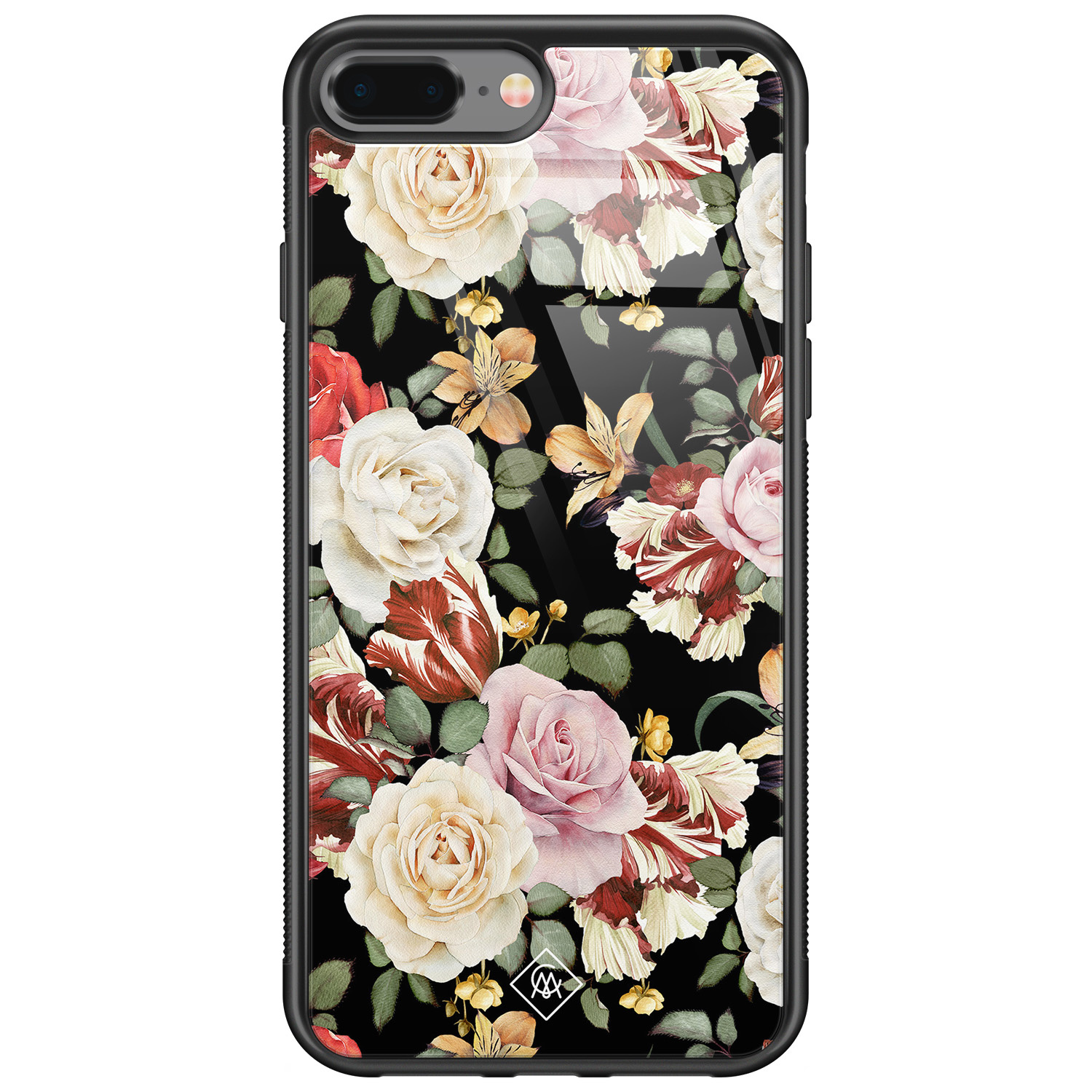 iPhone 8 Plus 7 Plus glazen hardcase Flowerpower
