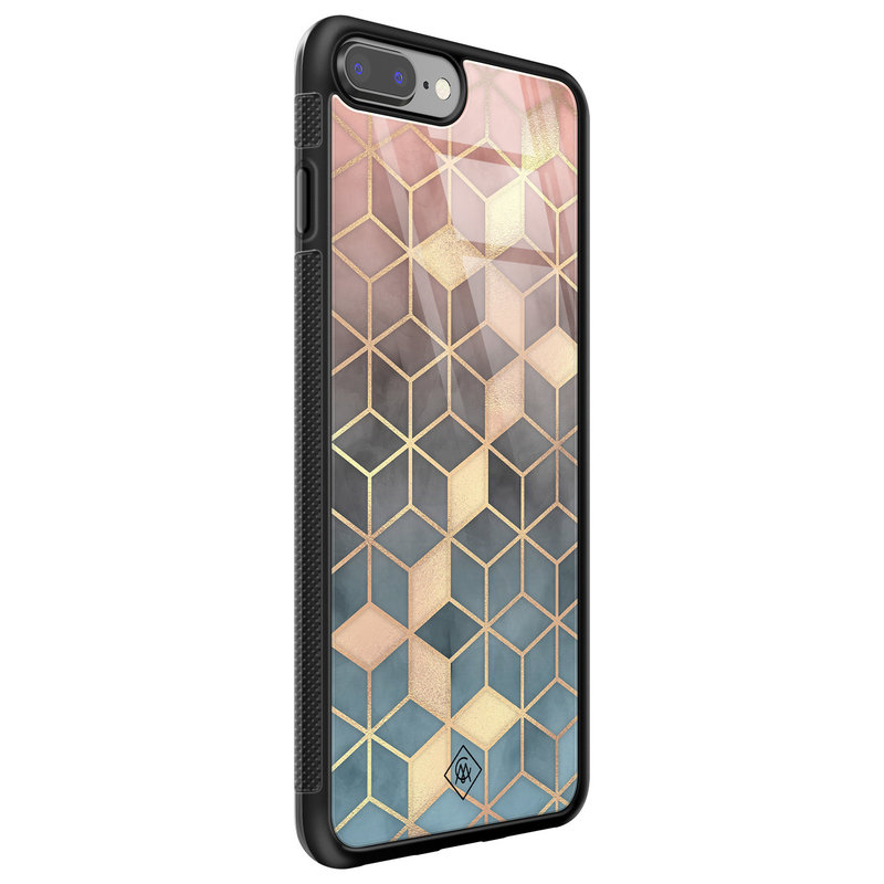 Casimoda iPhone 8 Plus/7 Plus glazen hardcase - Cubes art