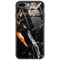 Casimoda iPhone 8 Plus/7 Plus glazen hardcase - Marmer zwart oranje