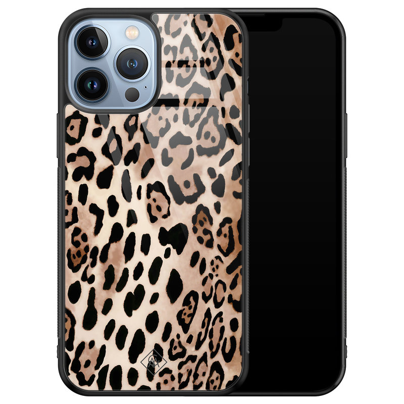 Casimoda iPhone 13 Pro Max glazen hardcase - Golden wildcat