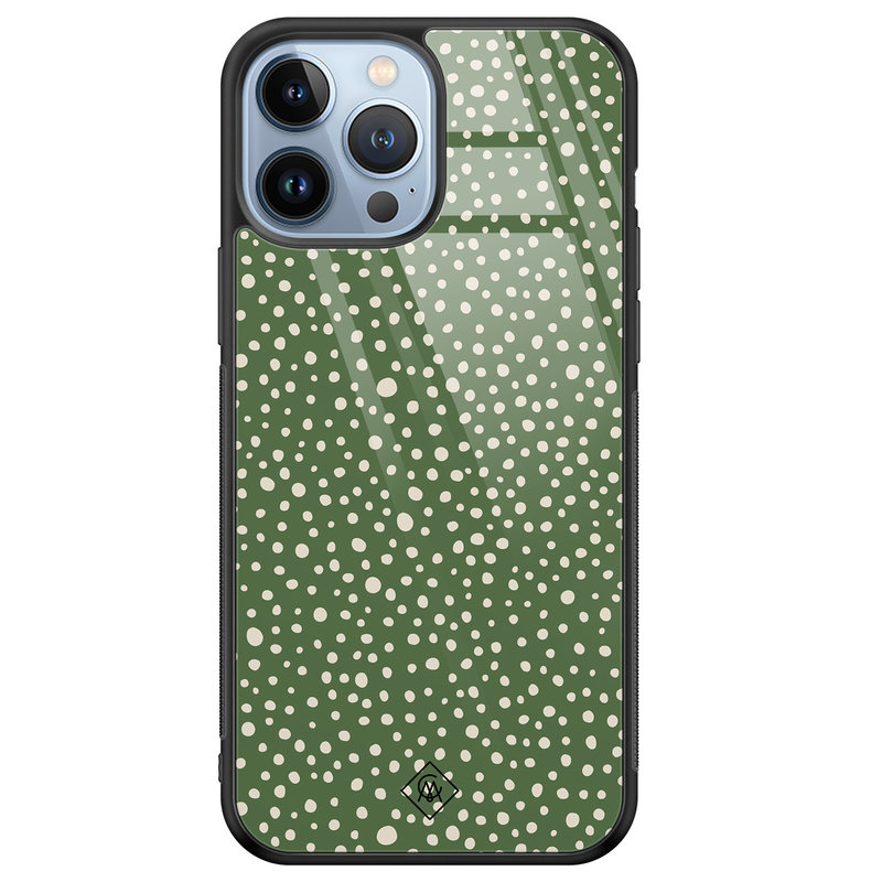 Casimoda iPhone 13 Pro Max glazen hardcase - Green dots