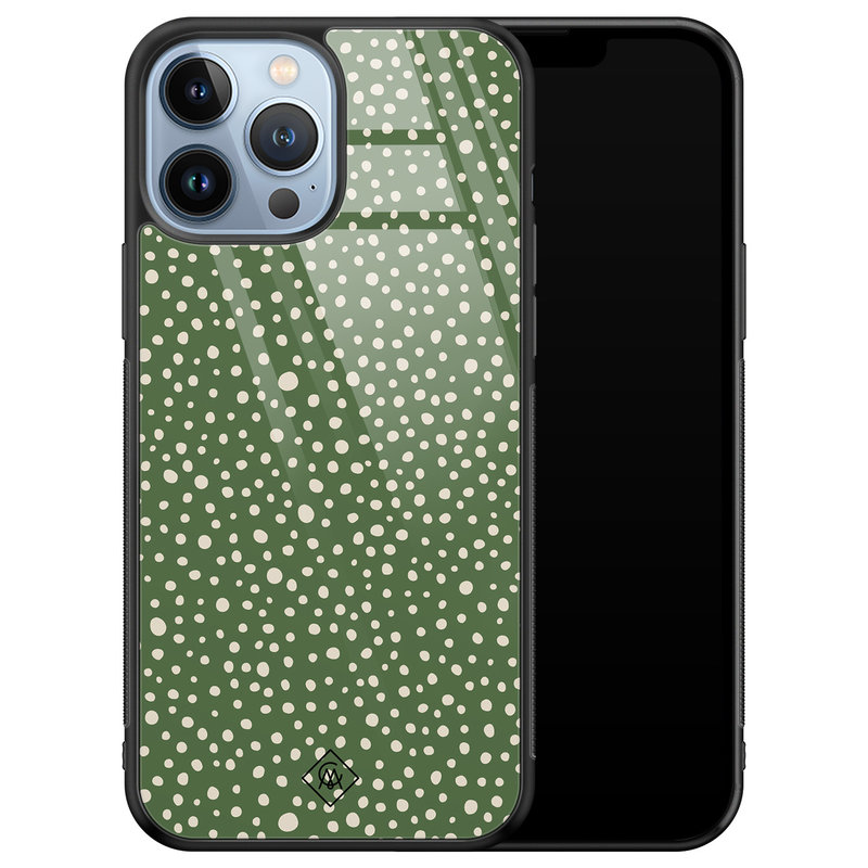 Casimoda iPhone 13 Pro Max glazen hardcase - Green dots