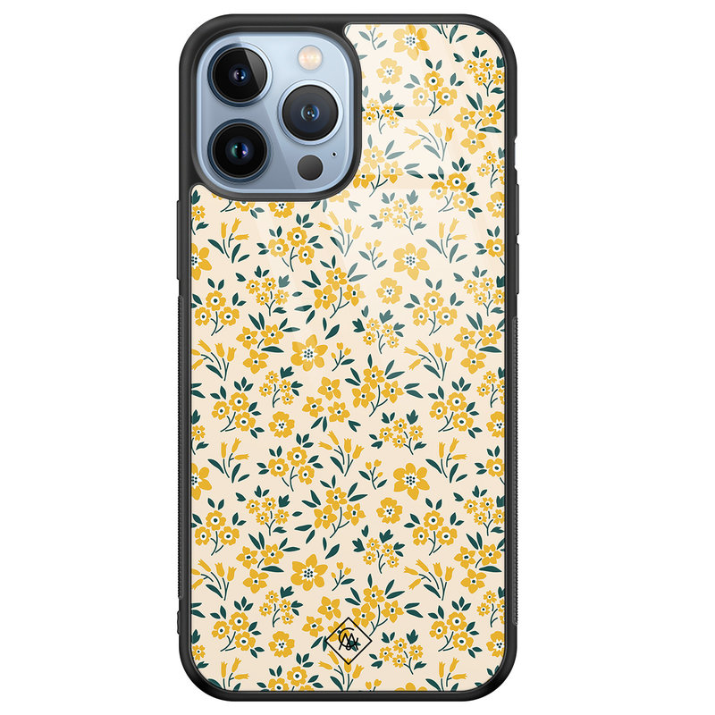 Casimoda iPhone 13 Pro Max glazen hardcase - Yellow garden