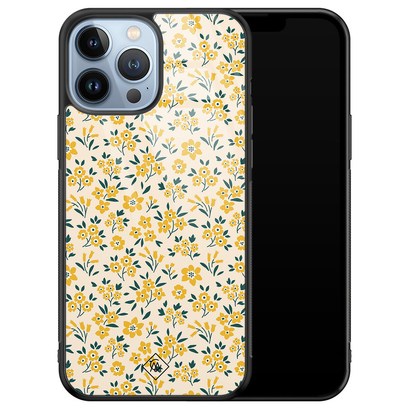 Casimoda iPhone 13 Pro Max glazen hardcase - Yellow garden