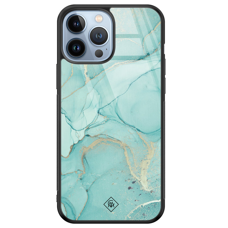 Casimoda iPhone 13 Pro Max glazen hardcase - Touch of mint