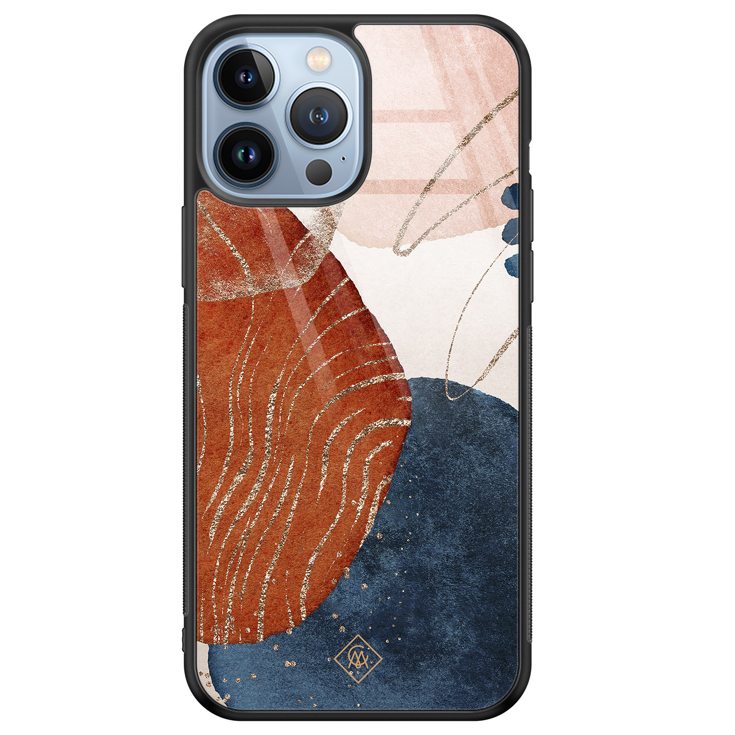 iPhone 13 Pro Max glazen hardcase Abstract terracotta