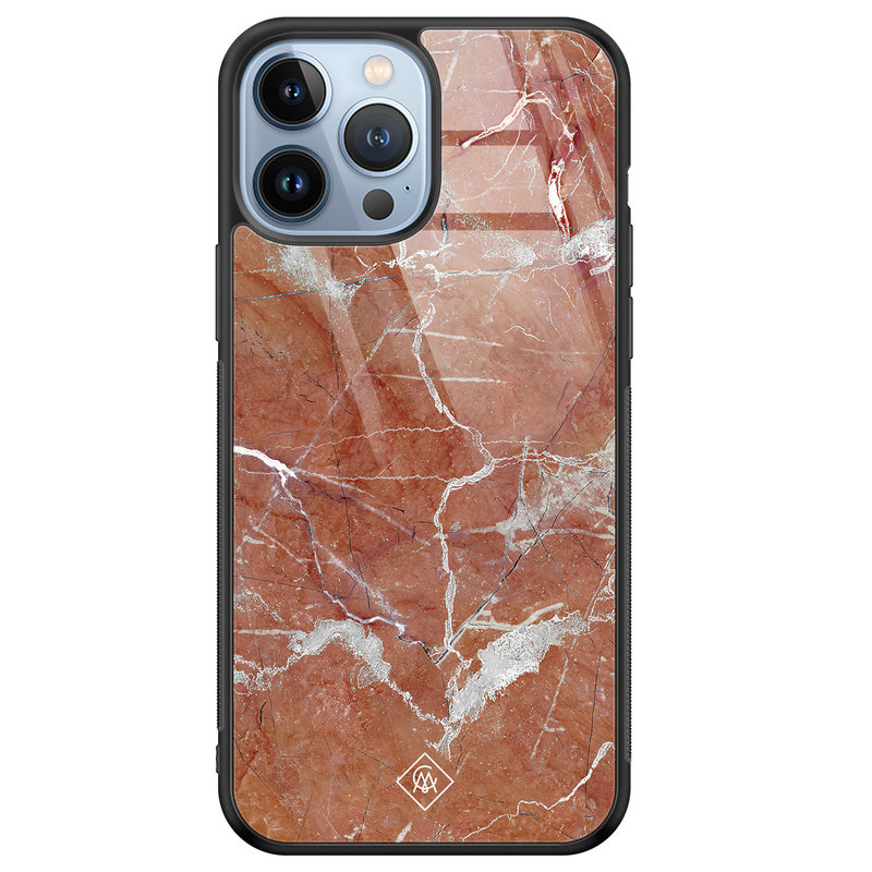 Casimoda iPhone 13 Pro Max glazen hardcase - Marble sunkissed
