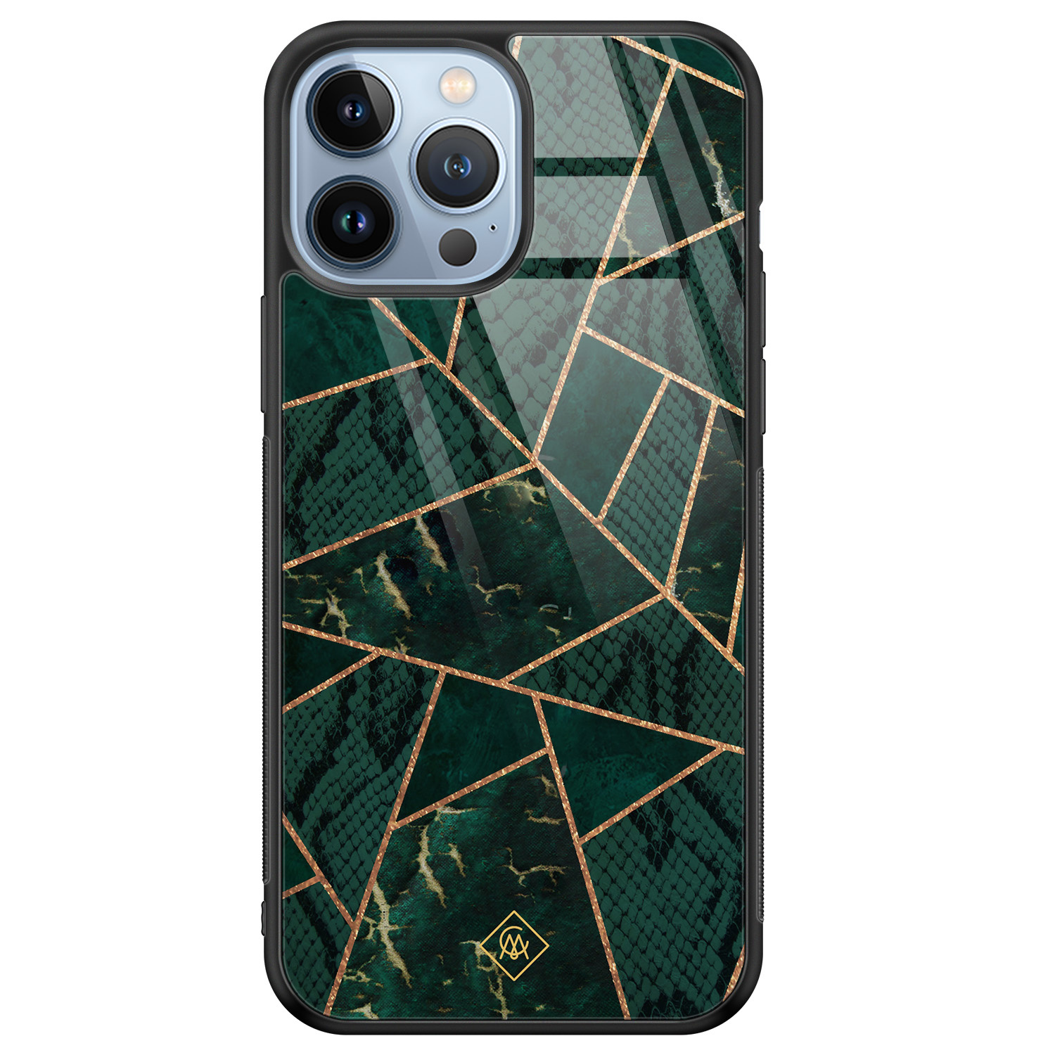 iPhone 13 Pro Max glazen hardcase - Abstract groen