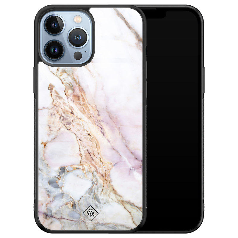 Casimoda iPhone 13 Pro Max glazen hardcase - Parelmoer marmer