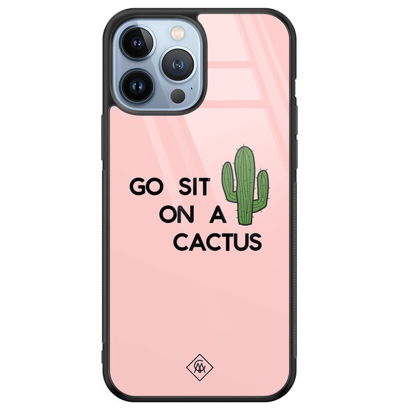 Casimoda iPhone 13 Pro Max glazen hardcase - Go sit on a cactus