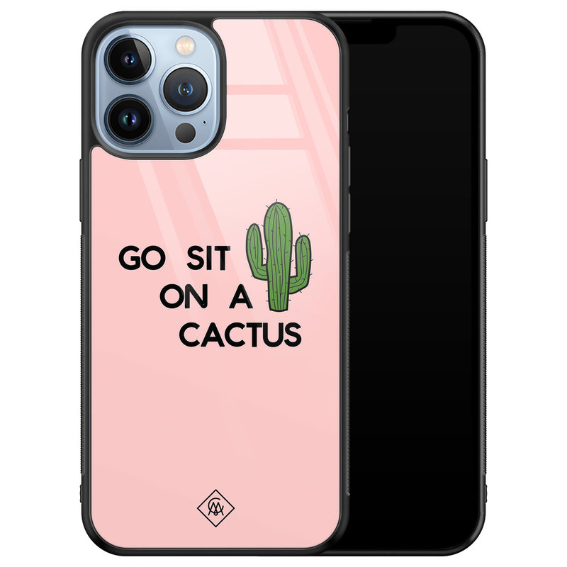 Casimoda iPhone 13 Pro Max glazen hardcase - Go sit on a cactus