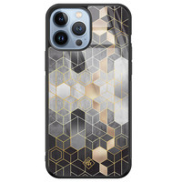 Casimoda iPhone 13 Pro Max glazen hardcase - Grey cubes