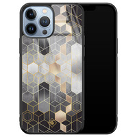 Casimoda iPhone 13 Pro Max glazen hardcase - Grey cubes