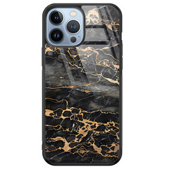 Casimoda iPhone 13 Pro Max glazen hardcase - Marmer grijs brons