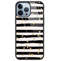 Casimoda iPhone 13 Pro Max glazen hardcase - Hart streepjes