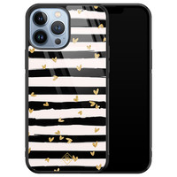 Casimoda iPhone 13 Pro Max glazen hardcase - Hart streepjes