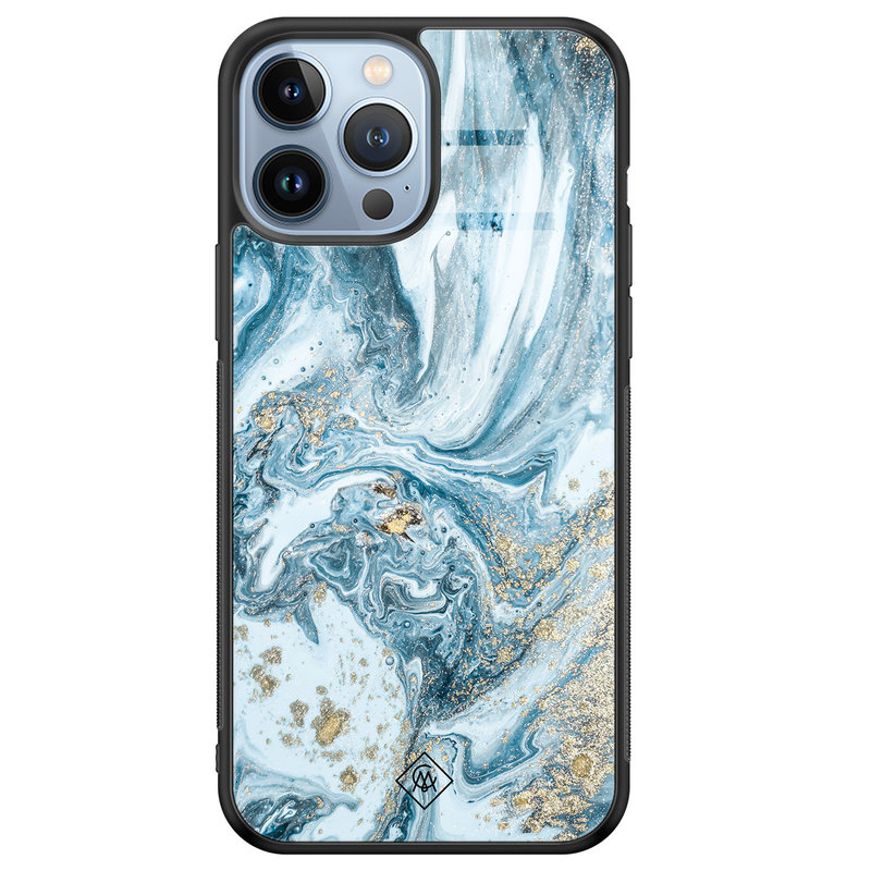 Casimoda iPhone 13 Pro Max glazen hardcase - Marble sea