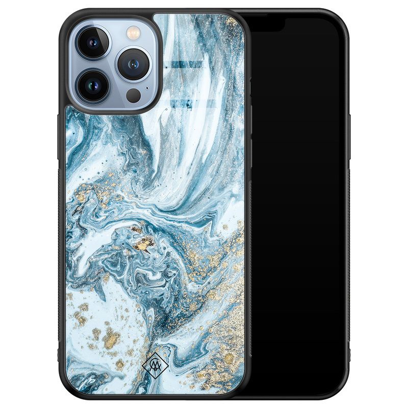 Casimoda iPhone 13 Pro Max glazen hardcase - Marble sea