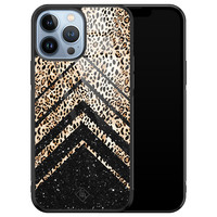 Casimoda iPhone 13 Pro Max glazen hardcase - Chevron luipaard