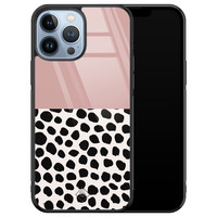 Casimoda iPhone 13 Pro Max glazen hardcase - Pink dots