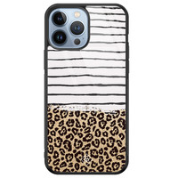 Casimoda iPhone 13 Pro Max glazen hardcase - Leopard lines