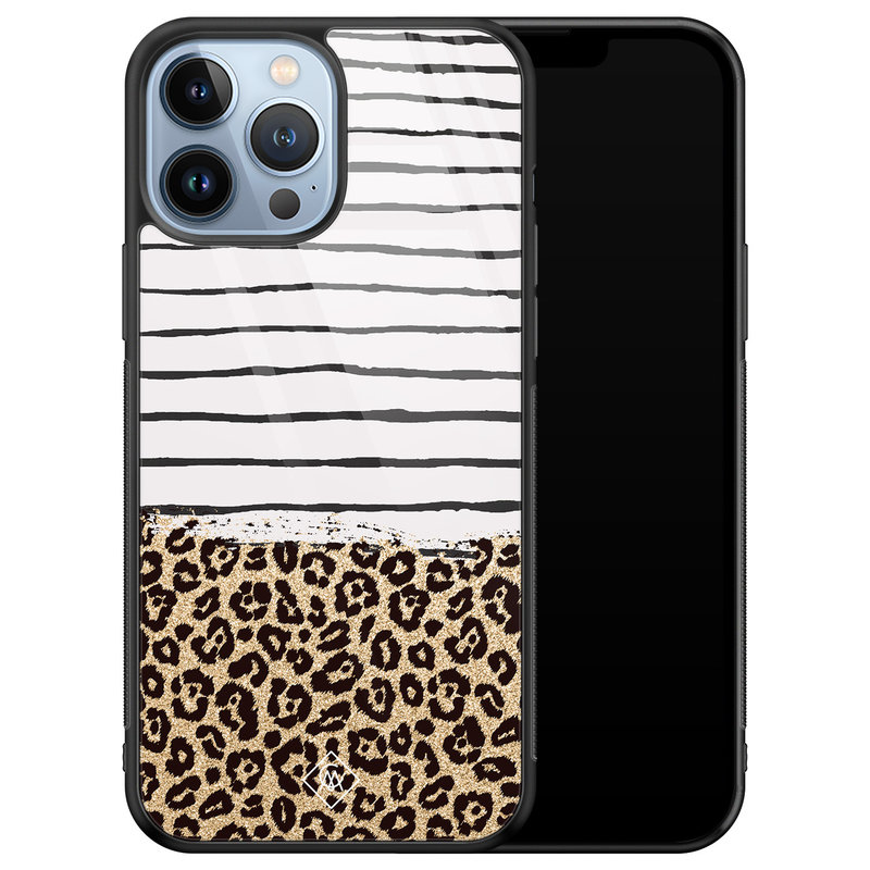 Casimoda iPhone 13 Pro Max glazen hardcase - Leopard lines