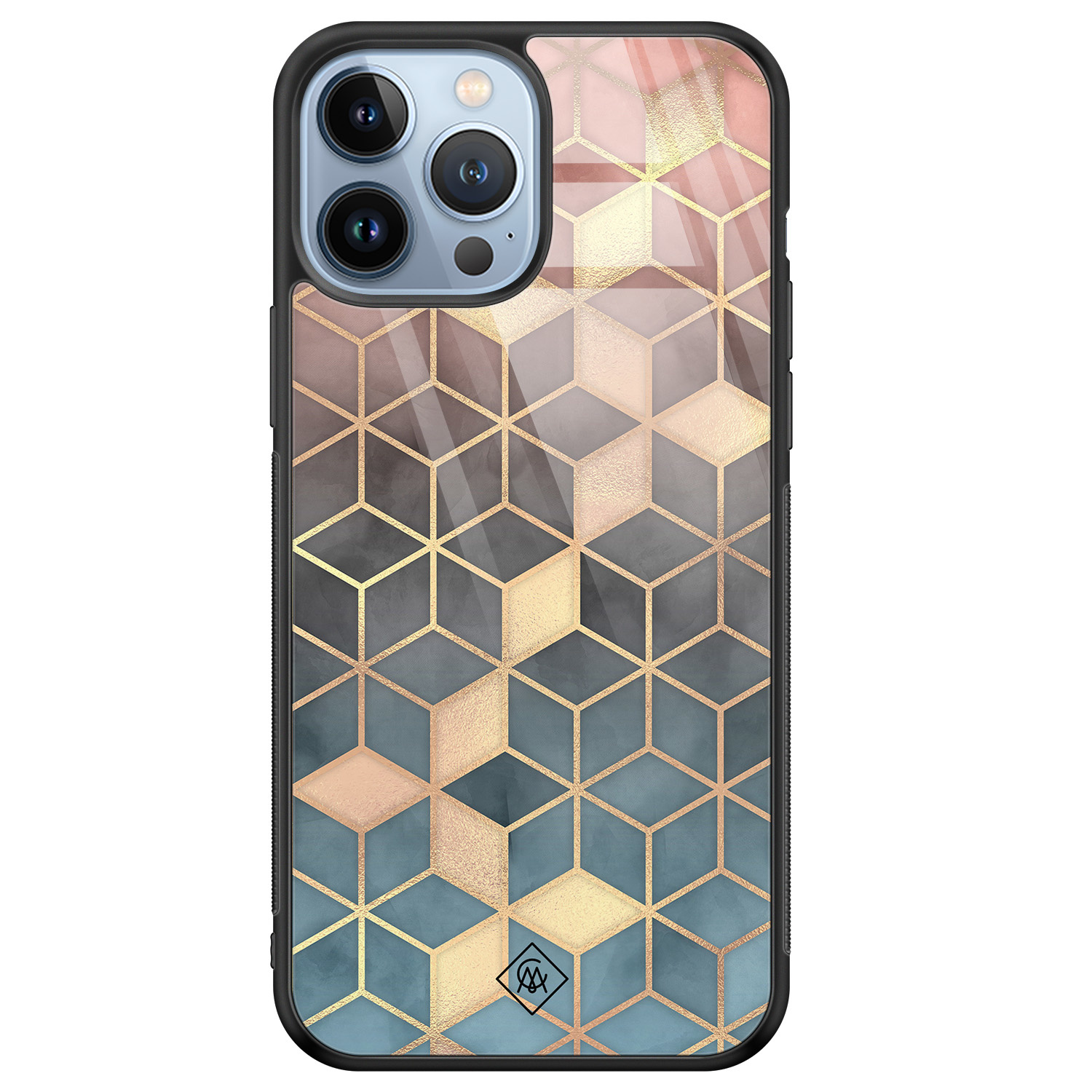 iPhone 13 Pro Max glazen hardcase Cubes art