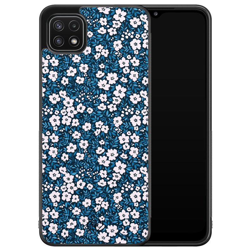 Casimoda Samsung Galaxy A22 5G hoesje - Bloemen blauw