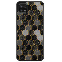 Casimoda Samsung Galaxy A22 5G hoesje - Hexagons zwart