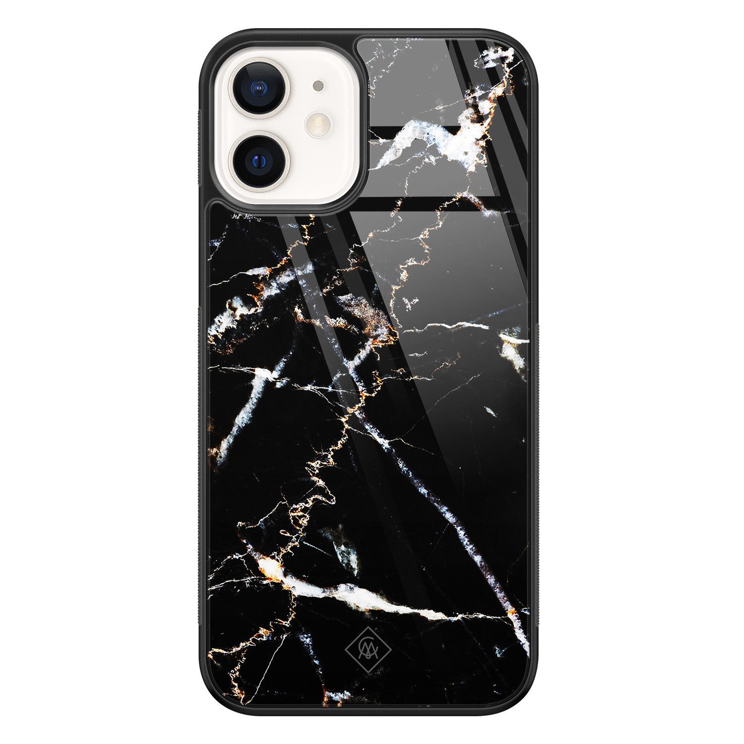 iPhone 12 glazen hardcase Marmer zwart